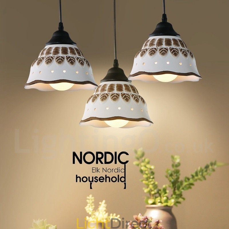 1-lichts moderne, eigentijdse hanglamp met keramische kap
