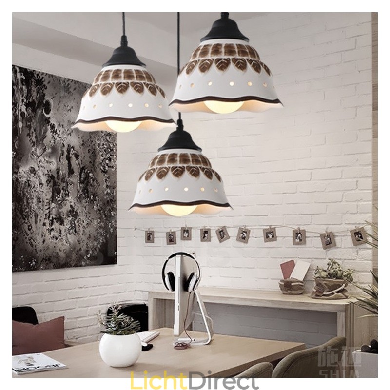1-lichts moderne, eigentijdse hanglamp met keramische kap