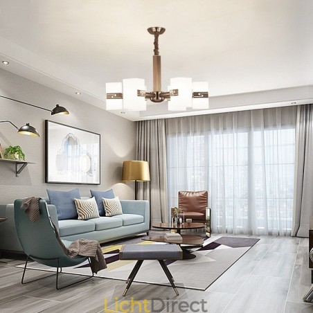 6-lichts moderne eigentijdse kroonluchter met glazen kap 6-lichts moderne eigentijdse kroonluchter met glazen kap