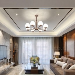 8-lichts moderne eigentijdse kroonluchter met glazen kap