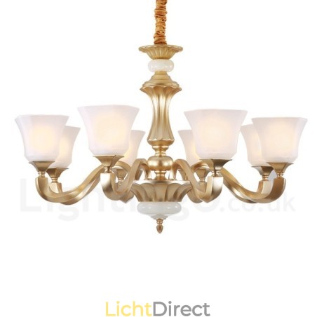 8-lichts retro traditionele rustieke kroonluchter met glazen kap 8-lichts retro traditionele rustieke kroonluchter met glazen kap