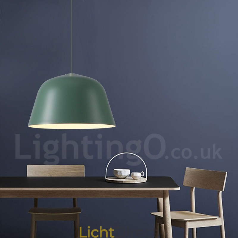 1-lichts moderne, eigentijdse stalen hanglamp met aluminiumlegering kap