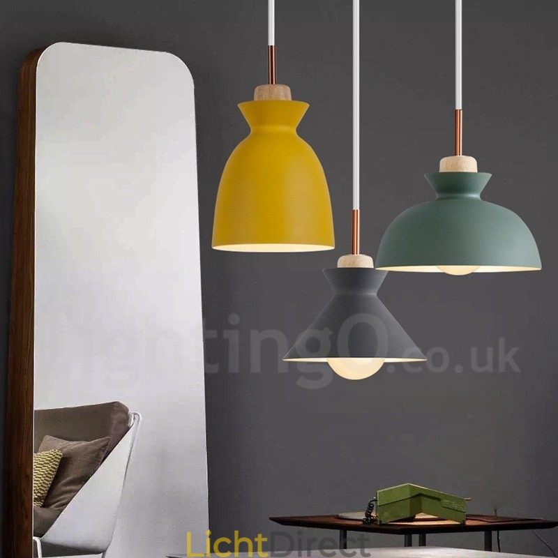 1-lichts moderne, eigentijdse stalen hanglamp met aluminiumlegering kap