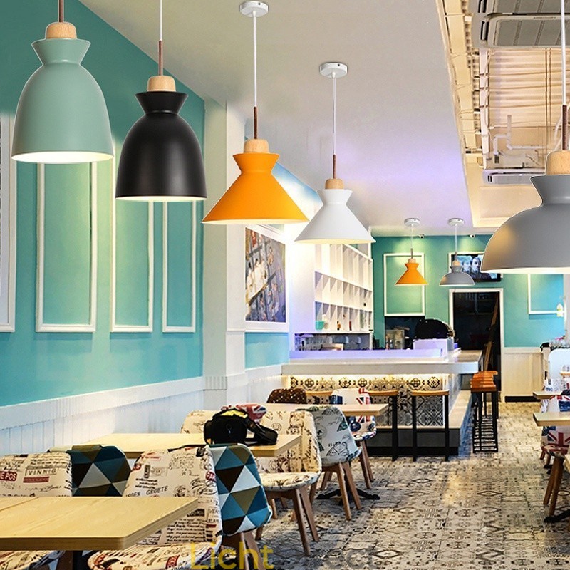 1-lichts moderne, eigentijdse stalen hanglamp met aluminiumlegering kap