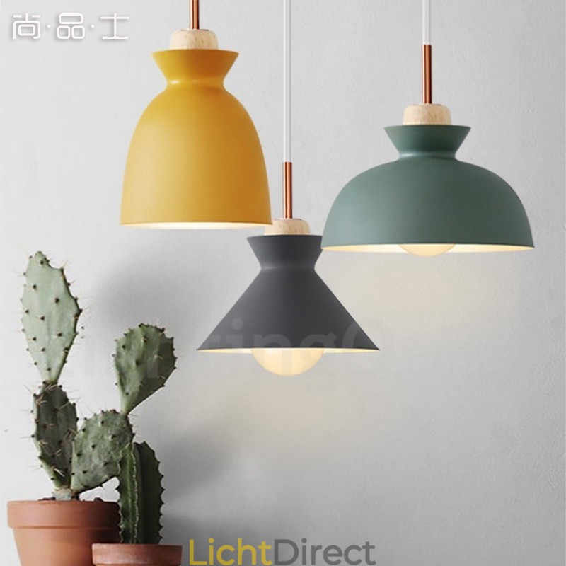 1-lichts moderne, eigentijdse stalen hanglamp met aluminiumlegering kap