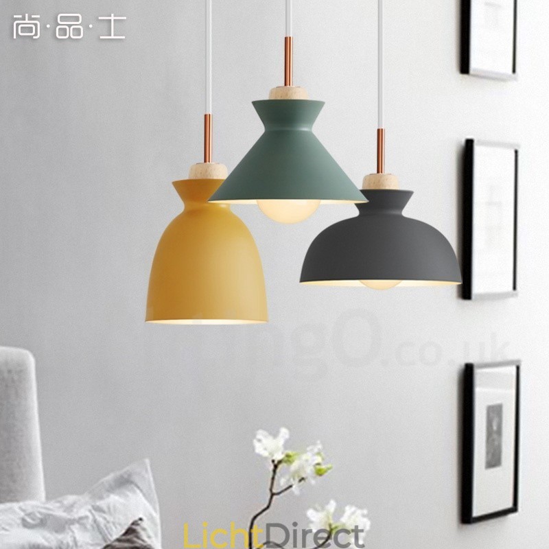 1-lichts moderne, eigentijdse stalen hanglamp met aluminiumlegering kap