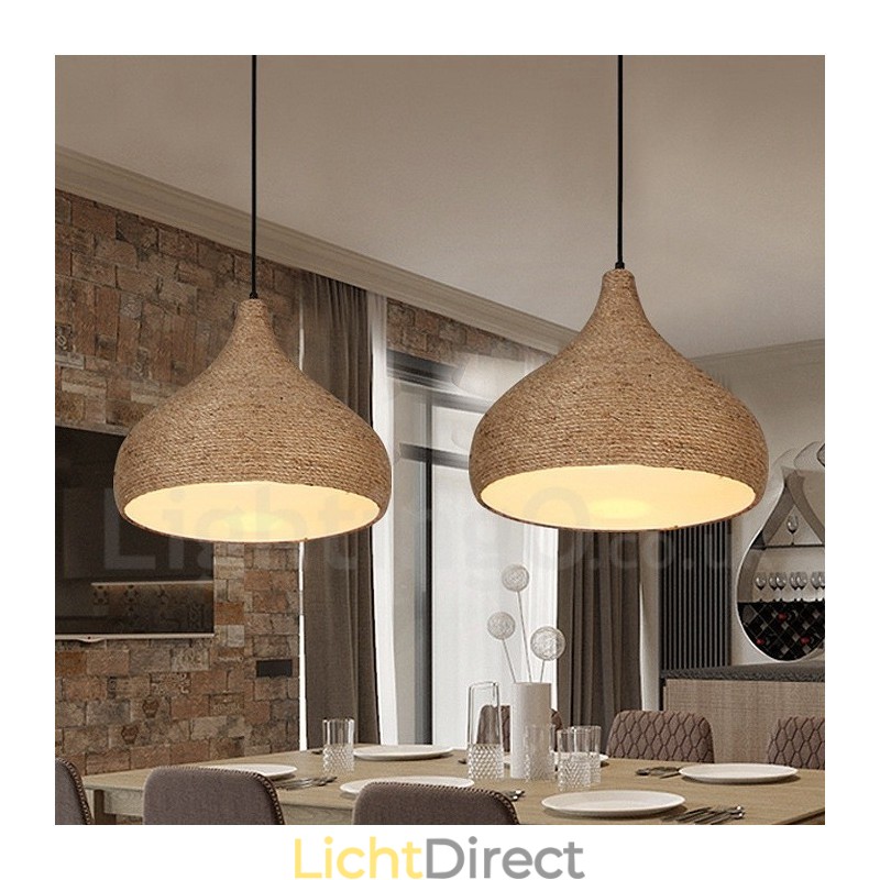 1-lichts retro rustieke henneptouw hanglamp met henneptouw kap