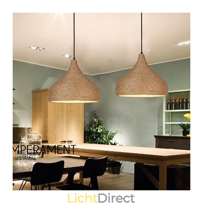 1-lichts retro rustieke henneptouw hanglamp met henneptouw kap