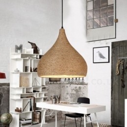 1-lichts retro rustieke henneptouw hanglamp met henneptouw kap