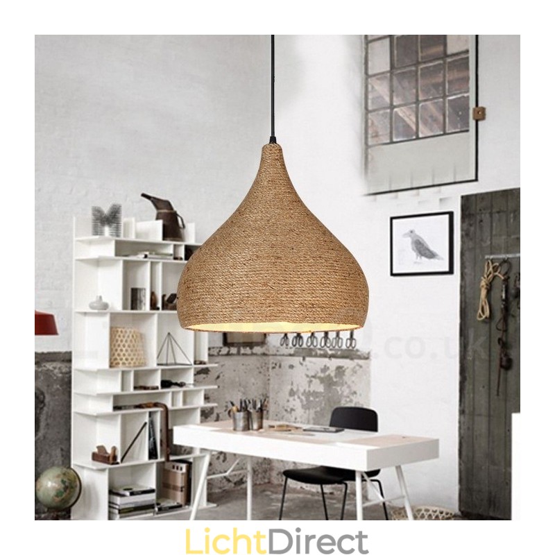 1-lichts retro rustieke henneptouw hanglamp met henneptouw kap