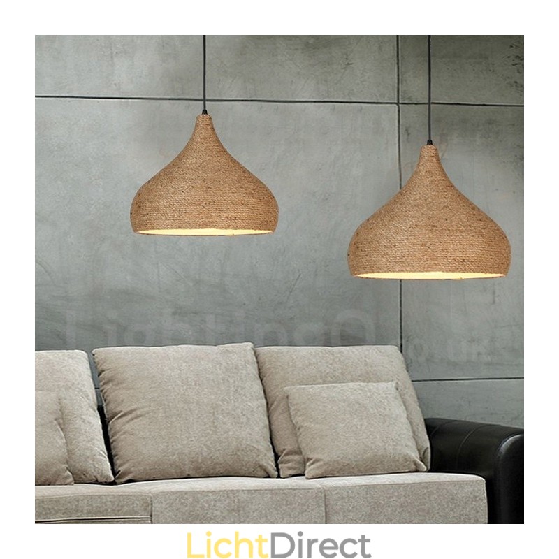 1-lichts retro rustieke henneptouw hanglamp met henneptouw kap