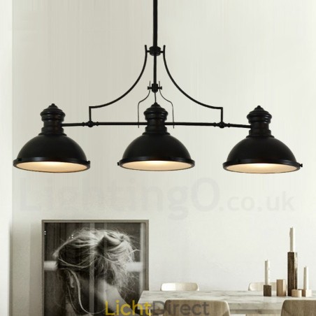 3-lichts retro rustieke stalen hanglamp met stalen kap 3-lichts retro rustieke stalen hanglamp met stalen kap