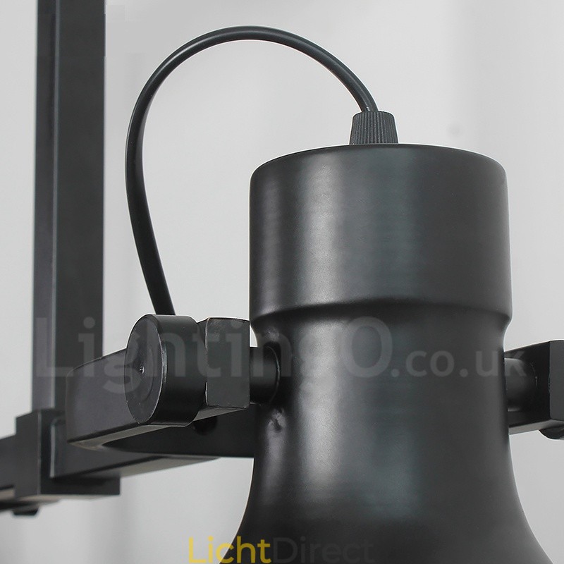 3-lichts retro rustieke stalen hanglamp met glazen kap