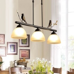 3-lichts retro rustieke stalen hanglamp met glazen kap