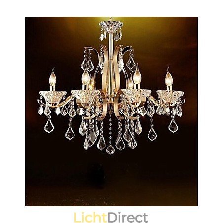 Hoogwaardige gouden smeedijzeren kristallen kroonluchter met 8 lampen Hoogwaardige gouden smeedijzeren kristallen kroonluchter met 8 lampen