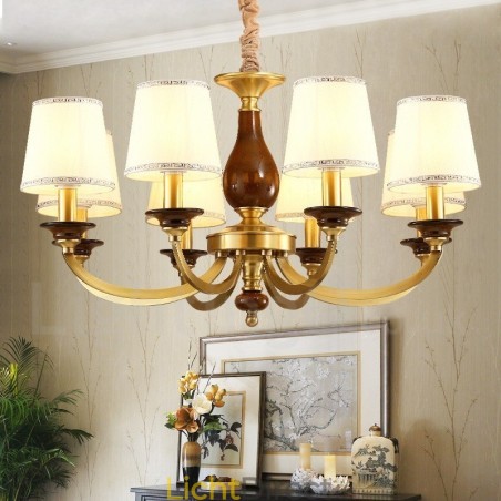 8-lichts retro rustieke luxe messing hanglamp kroonluchter met glazen kap 8-lichts retro rustieke luxe messing hanglamp kroonluchter met glazen kap