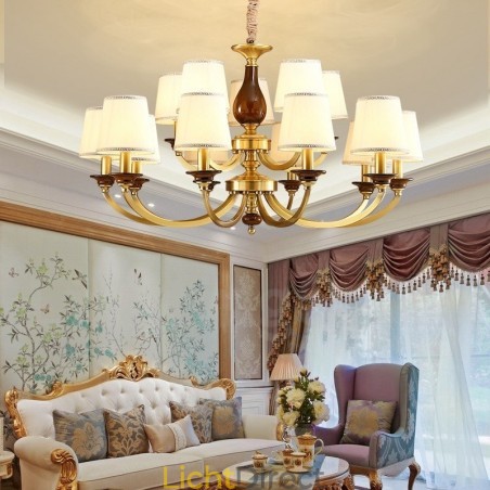 15 Lichts Retro Rustieke Luxe Messing Hanglamp Kroonluchter met Glazen Kap 15 Lichts Retro Rustieke Luxe Messing Hanglamp Kroonluchter met Glazen Kap