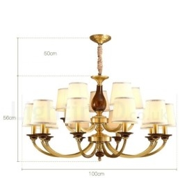 15 Lichts Retro Rustieke Luxe Messing Hanglamp Kroonluchter met Glazen Kap