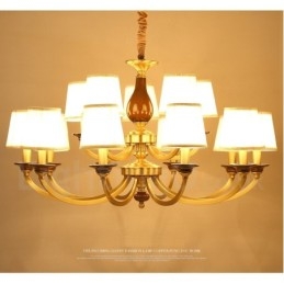 15 Lichts Retro Rustieke Luxe Messing Hanglamp Kroonluchter met Glazen Kap