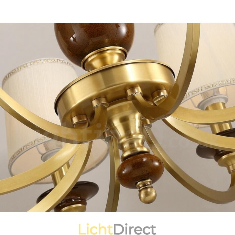 15 Lichts Retro Rustieke Luxe Messing Hanglamp Kroonluchter met Glazen Kap