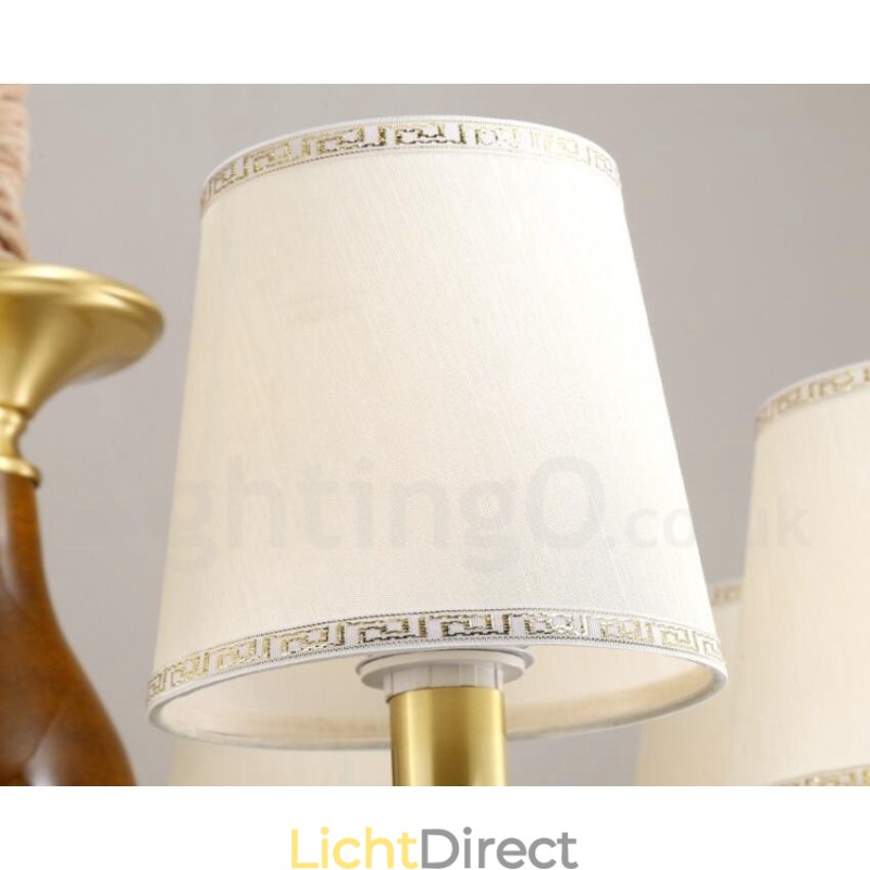 15 Lichts Retro Rustieke Luxe Messing Hanglamp Kroonluchter met Glazen Kap