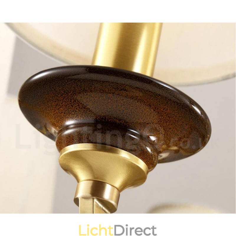 3-lichts retro rustieke luxe messing hanglamp kroonluchter met glazen kap