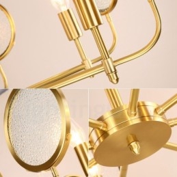 8-lichts retro rustieke luxe messing hanglamp kroonluchter met glazen kap