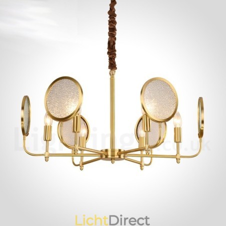 6-lichts retro rustieke luxe messing hanglamp kroonluchter met glazen kap 6-lichts retro rustieke luxe messing hanglamp kroonluchter met glazen kap