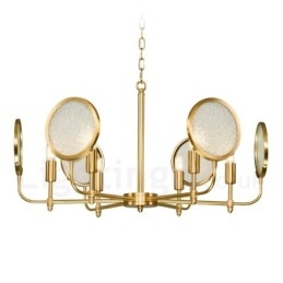 6-lichts retro rustieke luxe messing hanglamp kroonluchter met glazen kap