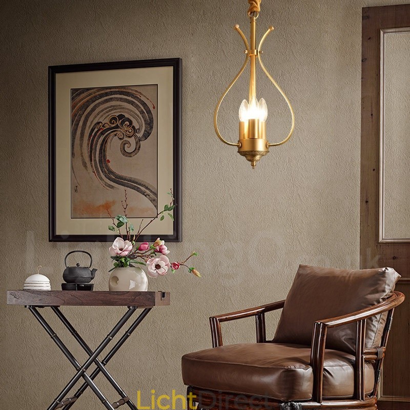 4-lichts retro rustieke luxe messing hanglamp kroonluchter
