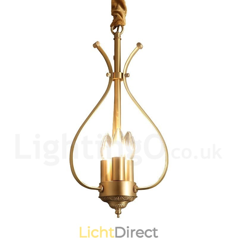 4-lichts retro rustieke luxe messing hanglamp kroonluchter