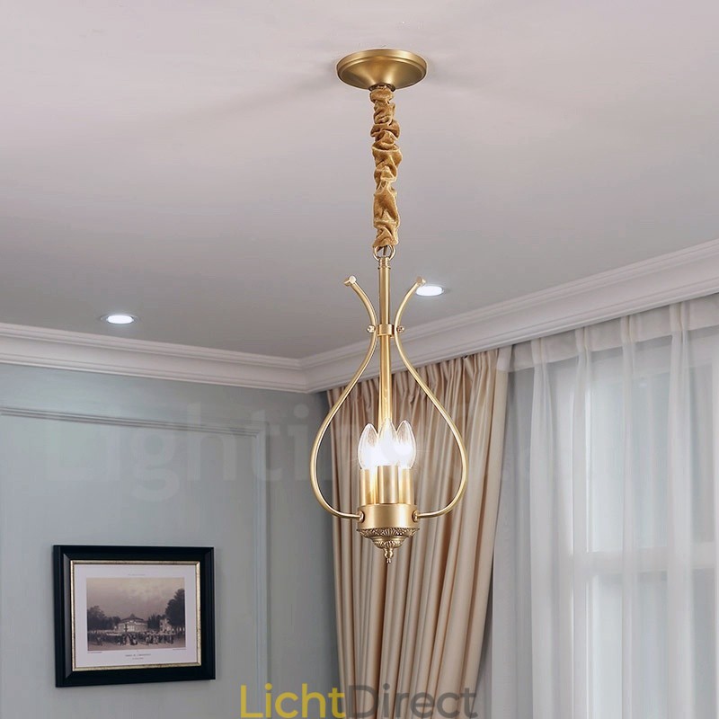 4-lichts retro rustieke luxe messing hanglamp kroonluchter