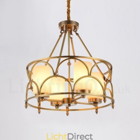 4-lichts retro rustieke luxe messing hanglamp kroonluchter met glazen kap 4-lichts retro rustieke luxe messing hanglamp kroonluchter met glazen kap