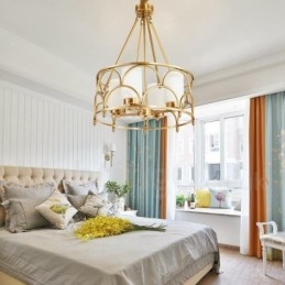 4-lichts retro rustieke luxe messing hanglamp kroonluchter met glazen kap