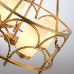 4-lichts retro rustieke luxe messing hanglamp kroonluchter met glazen kap