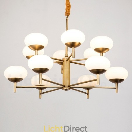 12 Licht Retro Rustieke Luxe Messing Hanglamp Kroonluchter met Glazen Kap 12 Licht Retro Rustieke Luxe Messing Hanglamp Kroonluchter met Glazen Kap