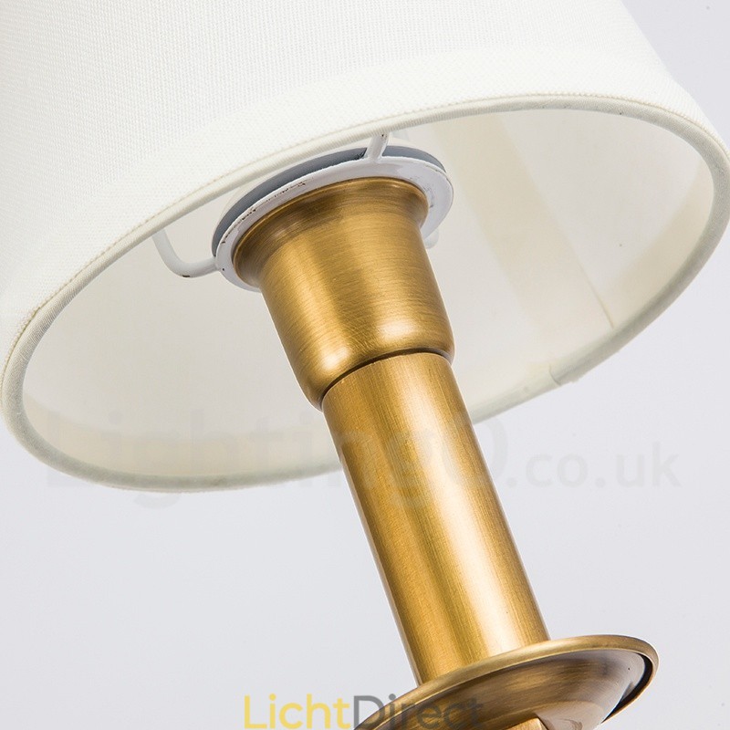 6-lichts retro rustieke luxe messing hanglamp kroonluchter met stoffen kap