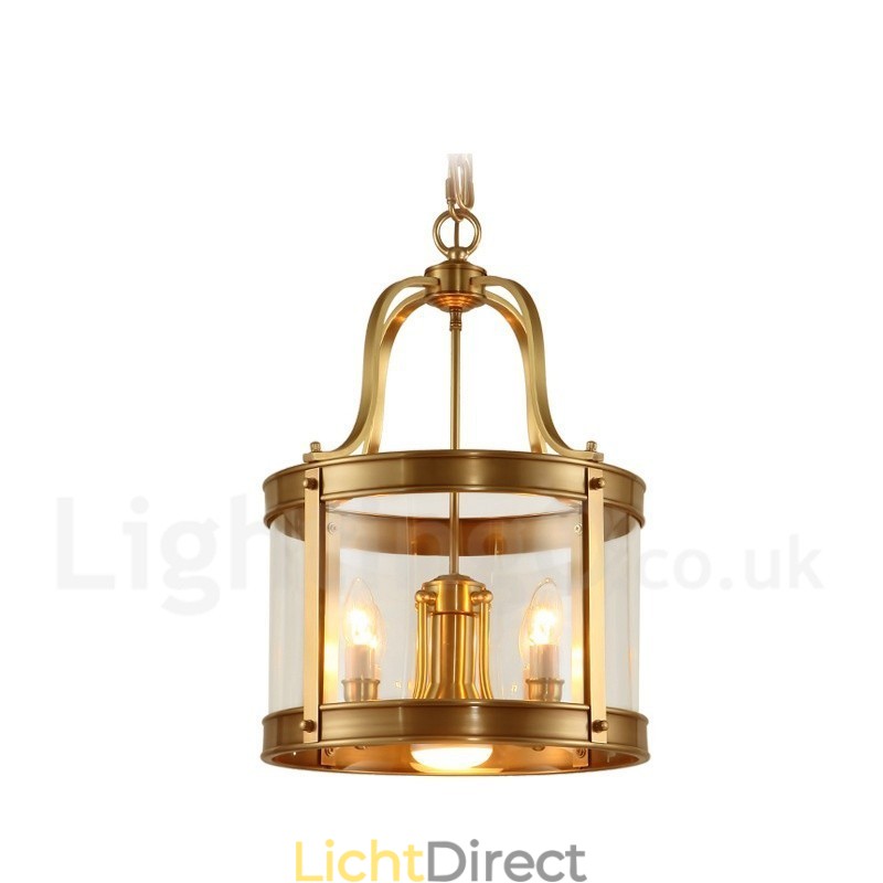 5-lichts retro rustieke luxe messing hanglamp kroonluchter met glazen kap