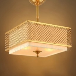 4-lichts retro rustieke luxe messing hanglamp kroonluchter met stoffen kap
