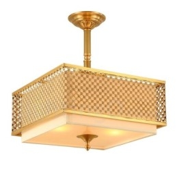 4-lichts retro rustieke luxe messing hanglamp kroonluchter met stoffen kap