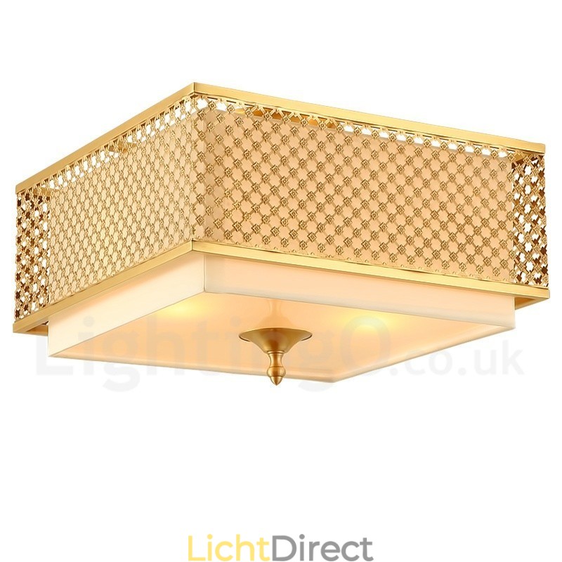 4-lichts retro rustieke luxe messing hanglamp kroonluchter met stoffen kap