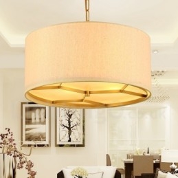 4-lichts retro rustieke luxe messing hanglamp kroonluchter met stoffen kap