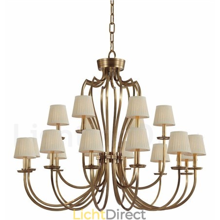 18 Lichts Retro Rustieke Luxe Messing Hanglamp Kroonluchter met Stoffen Kap 18 Lichts Retro Rustieke Luxe Messing Hanglamp Kroonluchter met Stoffen Kap