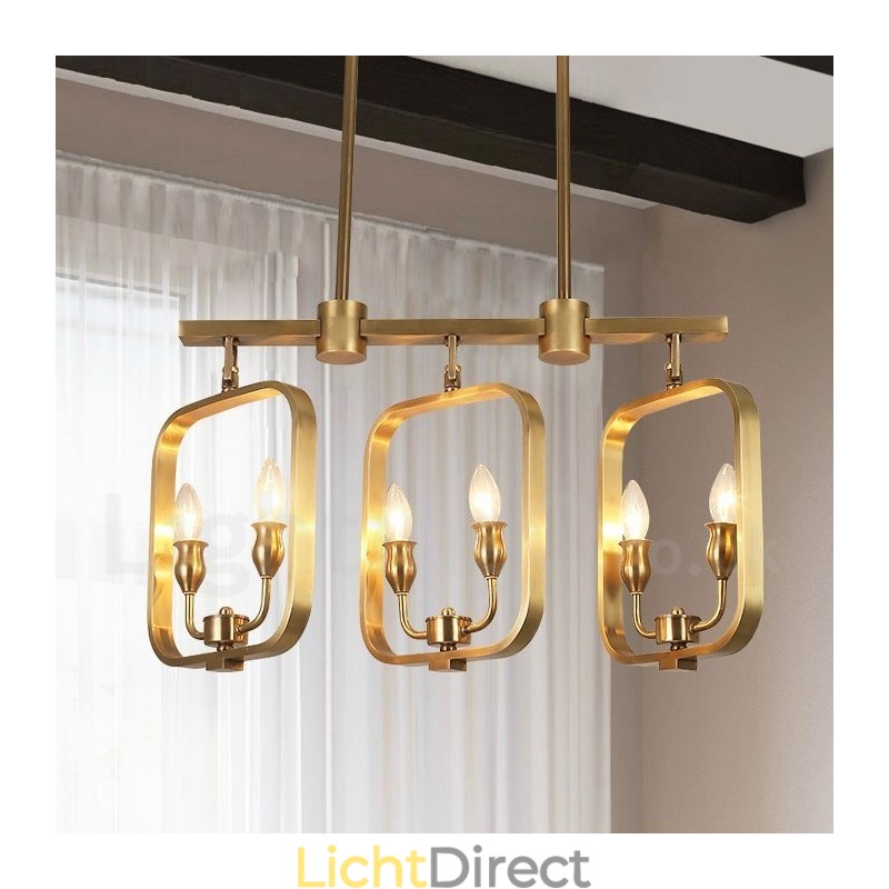 6-lichts retro rustieke luxe messing hanglamp kroonluchter