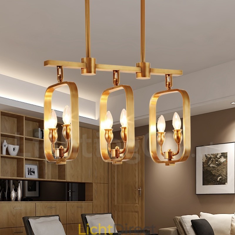 6-lichts retro rustieke luxe messing hanglamp kroonluchter