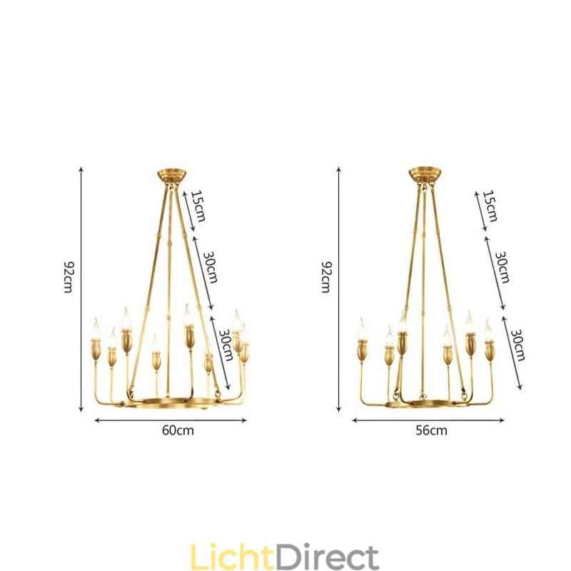 6-lichts 8-lichts retro rustieke luxe messing hanglamp kroonluchter