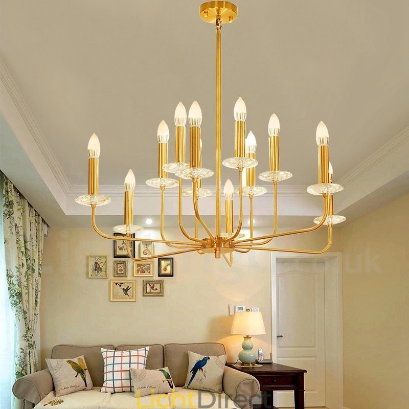 12 Licht Retro Rustieke Luxe Messing Hanglamp Kroonluchter