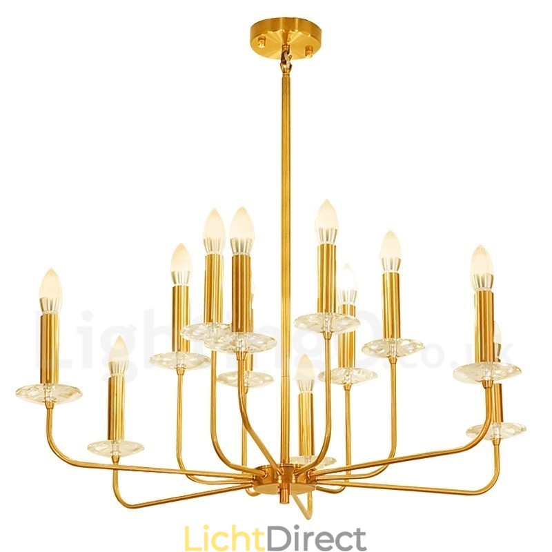 12 Licht Retro Rustieke Luxe Messing Hanglamp Kroonluchter