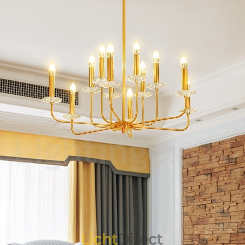 12 Licht Retro Rustieke Luxe Messing Hanglamp Kroonluchter