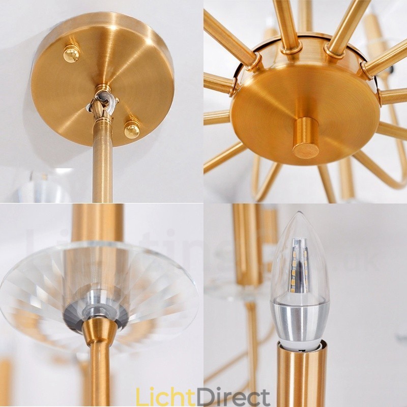 12 Licht Retro Rustieke Luxe Messing Hanglamp Kroonluchter